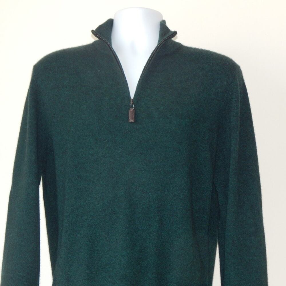 NWT Christian Lacroix Paris CASHMERE 1/4 ZIP Sweater Forest Green Men's MEDIUM